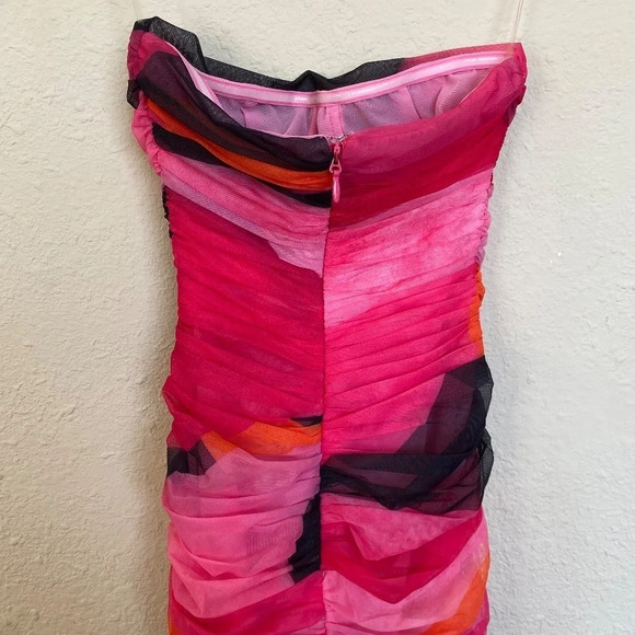 HOUSE OF CB 'Sasha' Multicoloured Strapless Ruched‎ Midi Dress/Size XS NWOT - Picture 10 of 16
